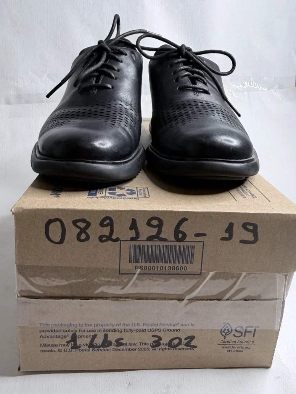 Cole Haan Men's 2.ZeroGrand Black Leather Laser Wingtip Oxford Size 8M